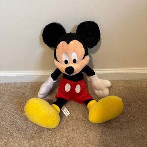 Disney Parks Mickey Mouse Large Textured Fuzzy Plush Stuffed Animal